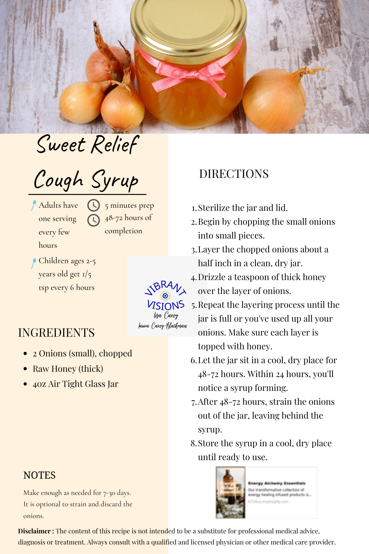 Sweet Relief Cough Syrup FREE RECIPE